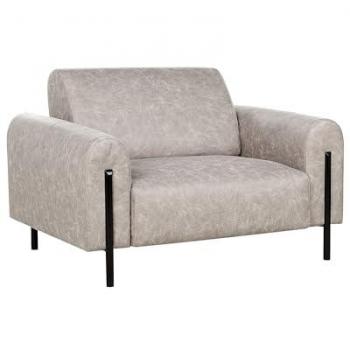 Sillón moderno tapizado en tela efecto cuero gris con respaldo ajustable y patas de metal Askim