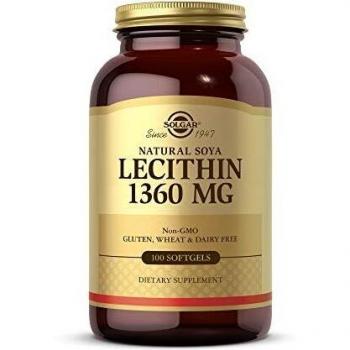 Solgar Soya Lecithin 1360 mg Softgels - Pack of 100 - Supports Cell Membrane Structure - Vegan and Gluten Free