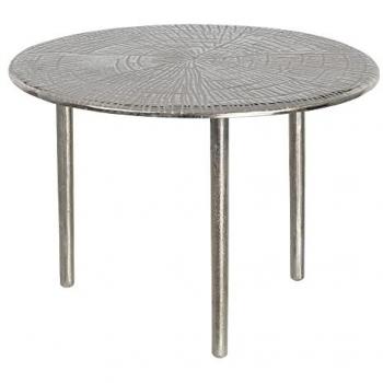 Mesa de Centro Circular de Aluminio 60x60x40 cm - Diseño Moderno Plateado
