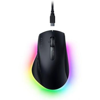 Razer Pro Click V2 - Ratón ergonómico inalámbrico para diestros con sensor óptico de 30000 DPI, Bluetooth y USB-C, batería de 3.5 meses, Chroma RGB