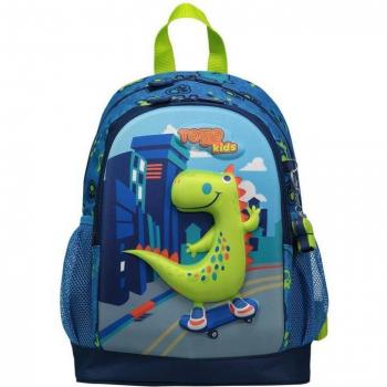 Mochila Escolar Totto Mediana Little Dino Azul