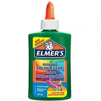 Elmer’s pegamento de PVA colorido, verde, 147 ml, lavable, ideal para hacer slime, 1 unidad