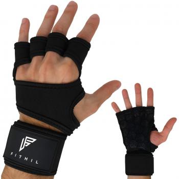 Fithil - Guantes de Crossfit para Gimnasio con Muñequera para Mujer y Hombre - Calleras sin Dedos para Musculacion en Gym y Calistenia - Dominadas en Barra, Pesas, Mancuernas, Kettlebell