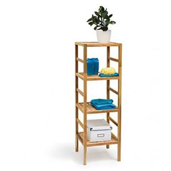 Estante para baño Relaxdays de madera natural con 4 baldas, medidas 117 x 35.5 x 35.5 cm, color nogal