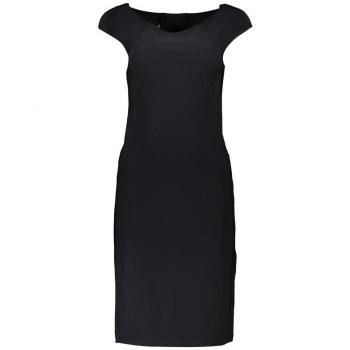 Patrizia Pepe Elegant Black Boat Neck Dress with Wide Straps - M, Sheath Dress, Midi Dress, Classic Dress with Wide Straps and Boat Neck, Size: M, Color: Black, Female