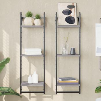Estantería de pared 3 niveles con barras, 2 unidades, dimensiones 30x25x100 cm, disponible en negro, roble sonoma y roble ahumado, ideal para oficina, estudio y dormitorio