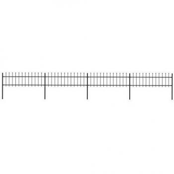 vidaXL Valla Jardín con Puntas de Lanza Acero Negro 6.8x0.6m Cercado Paneles Decoración Entrada Patio Terraza Hogar Negocio Segura Robusta Duradera