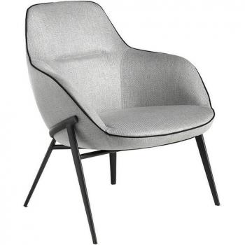 Sillón confidente Angel Cerdá 5065C tapizado en tela gris, dimensiones 76 x 67 x 84 cm, colores gris y negro