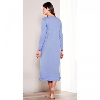 Bata detalle de encaje en el escote redondeado by VencaStyle,AZUL LAVANDA,3XL