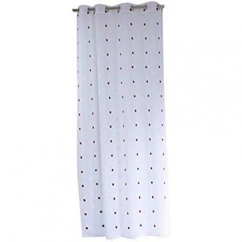 Cortina Voile Ojal 140x240 Sable Bordado Smarties Burdeos/Blanco