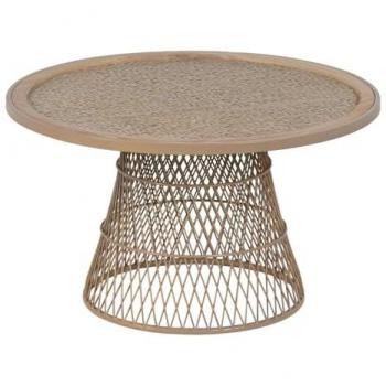 Mesa de Centro Beige Hierro Ratán 70 x 70 x 39,5 cm