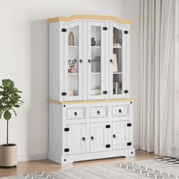 vidaXL Highboard Corona White 112x43x196 cm Solid Wood Mexican Pine