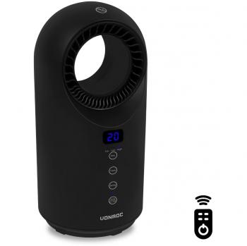 Calefactor eléctrico ventilador cerámico 1500W negro sin asas función de giro y mando a distancia