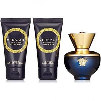 Versace Pour Femme Dylan Blue Luxury Gift Set - 100ml EDP, 5ml EDP, 100ml Shower Gel & 100ml Body Lotion