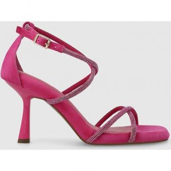 Lodi - Sandalias de mujer en ante fucsia con tiras en pedrería