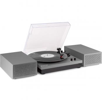 Giradiscos Retro Fenton RP165G con Bluetooth y Altavoces Integrados - Aluminio Gris, 3 Velocidades (33, 45, 78 RPM)