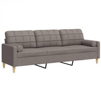 Sofá de 3 plazas con cojines tela gris taupe 210 cm
