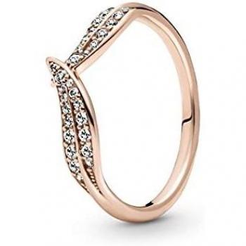 Pandora Rose Gold Sparkling Leaves Ring - Size 56