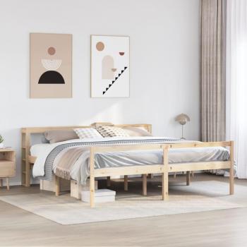 Cama para Ancianos con Cabecera de Madera Maciza 180x200 cm
