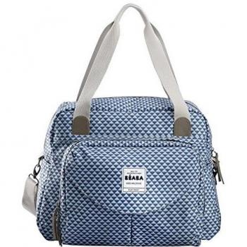 BÉABA – Bolso Carro bebé Genève II, Cambiador de Pañales Modulable, Gran Capacidad, Bolsillo Delantero Extraíble, Play Print Bleu