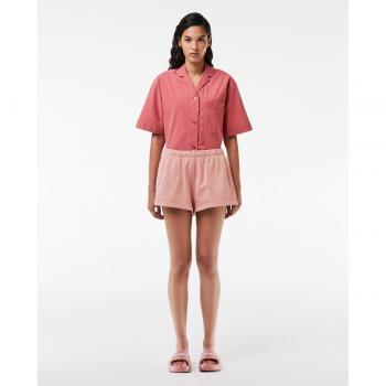 Pantalón corto de felpa rosa Lacoste para mujer, cómodo y elegante