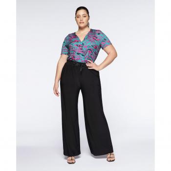 Pantalón ancho de mujer de punto con cintura ajustable