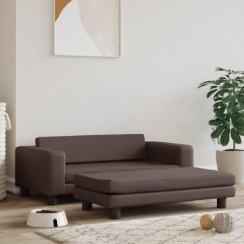 Cama de perros con extensión de cuero sintético marrón 100x50x30 cm