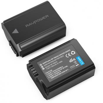 2x Batería NP-FW50 de RAVPower 1100mAh*2 Entrada USB 2,1A, 100% Compatible con El Original para Sony NEX-3 | NEX-3A | NEX-3D | NEX-3K | NEX-5 | NEX-5A | NEX-5D | NEX-5H | NEX-5K | NEX-6 | NEX-7 |la Serie SLT-A y la Serie Alpha