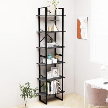 Estantería de madera maciza de pino 60x30x210 cm en colores natural, blanco y gris para oficina, estudio, sala de estar y dormitorio - mueble de almacenaje/librería
