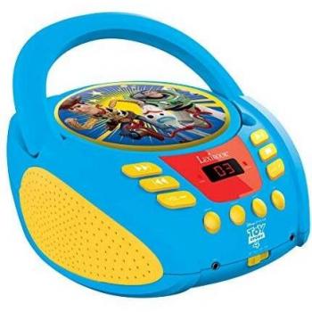 LEXIBOOK 4 Toy Story, Disney Pixar-Lector Radio CD, Altavoz portátil Aux-In y Toma para micrófono, Funciona con Cable AC o con Pilas RCD108TS, Color Azul/Amarillo