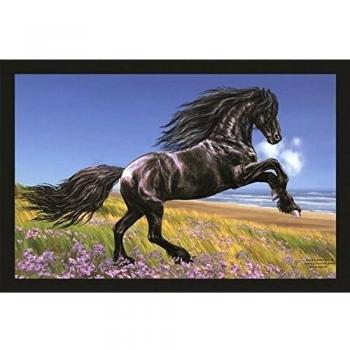 EQUITANA PRODUCTO-NOVEDAD: Estera de puerta de diseño alfombrilla Felpudo con Motivo ecuestre FRIESIAN NUEVO Tamaño aprox. 60x40cm