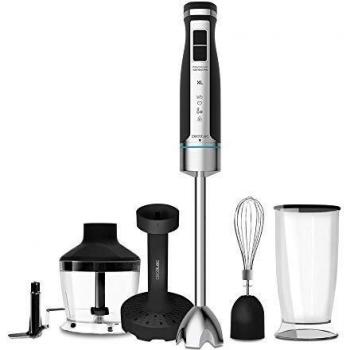 Cecotec batidora de Mano PowerGear 1500 XL Mash Pro. 1500 W de Potencia, pie XL extralargo, Cuchillas X-Blades con Titanio, 21 velocidades y función Turbo
