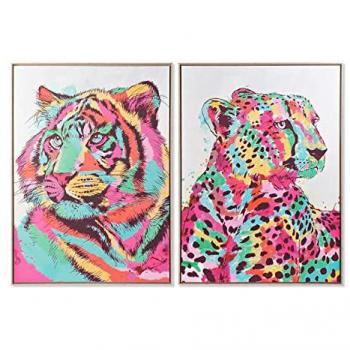 Cuadro DKD Home Decor 104 x 4,5 x 143,5 cm Tigre Moderno (2 Unidades)