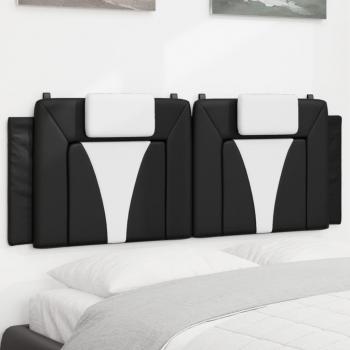Cabecero de cama acolchado cuero sintético negro y blanco 140 cm VidaXL