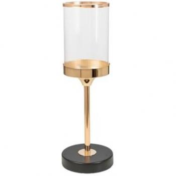 Portavelas Romimex Dorado Metal Vidrio 10 x 37 x 10 cm