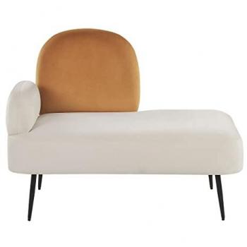 Chaise Longue Minimalista de Terciopelo Blanco y Naranja Izquierda Arcey