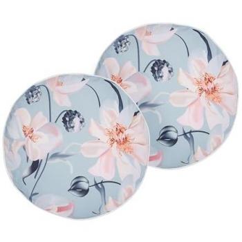 Conjunto de 2 Cojines de Jardín Azul Poliester Estampado Floral ⌀ 40 cm Decoración Moderna para Exterior Resistente al Agua