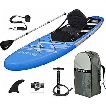 FBSPORT Sup Hinchable,Tabla de Stand Up Paddling con Asiento de Kayak,Tabla de Paddle Surf Hinchable con Remo Ajustable,Bomba de Aire,Aleta Desprendible,Bolsa de Transporte-Longitud: 320 CM