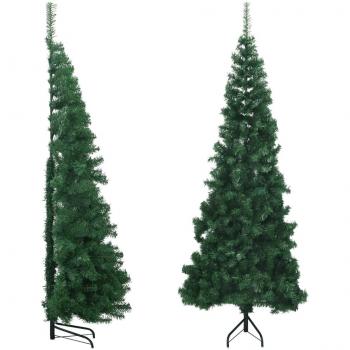 Green 7 ft Corner Artificial Christmas Tree with Stand PVC