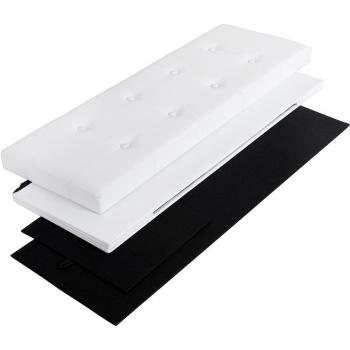 SONGMICS Puff Almancenaje, Banco Almacenaje, Capacidad de 120 L, Capacidad de Carga 300 kg, Tapizado PVC, Acolchado, para Sala de Estar, Dormitorio, Entrada, Blanco LSF702
