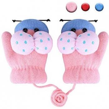 Sholov Guantes Invierno Niña 3-6 años, Guantes Niño Unisex Chica Guantes para niños Guantes de lana Tejido Elástico de dibujos animados lindo para deportes al aire libre Invierno cálido niños