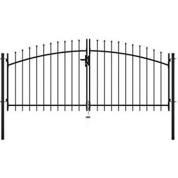 vidaXL Double Door Fence Gate with Spear Top 300x150 cm