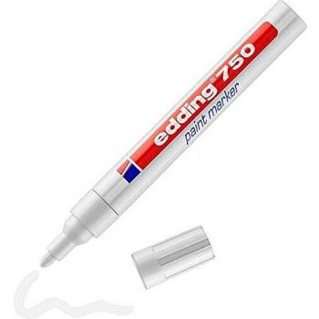 Edding 750 marcador de tinta opaca - blanco - 1 rotulador - punta redonda 2-4 mm - para metal, vidrio, piedras o plástico - resistente al calor, permanente, no mancha, impermeable