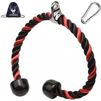 XYZDOUBLE Triceps Cuerda Sports Training Cuerda de Nailon para Tríceps Cuerda de Entrenamiento Muscularcon Mango Doble Antideslizante Entrena Dorsales,Bíceps,Tríceps 70cm Rojo