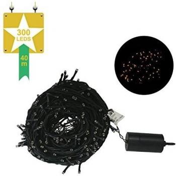 Led Luces Navidad-Quntis® Holiday Light Waterproof 40m 300Leds 8 Modos Iluminación Hadas Función Memoria Sin Enchufe, Decoración Interior Exterior Christmas Wedding Outdoor Wall Home Party Blanco Cálido