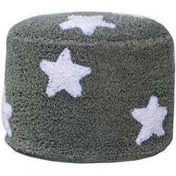 Happy Decor Kids -Puff Air Stars 100% Algodón Natural -Gris, Blanco- 24x35x35