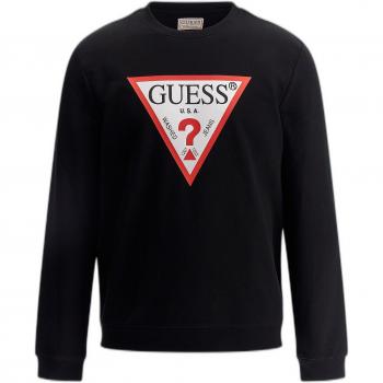 Guess Audley CN Regular Fit Fleece Sweatshirt for Men in Jet Black