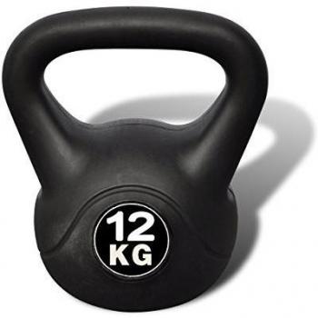 vidaXL Pesa Rusa de 12 Kilos Negra Kettlebell Musculación Fitness Ejercicio