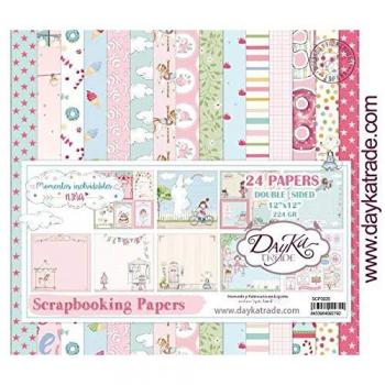 Papel Scrapbooking Doble Cara 30,5x30,5 cm Momentos Inolvidables Niña - 24 Hojas