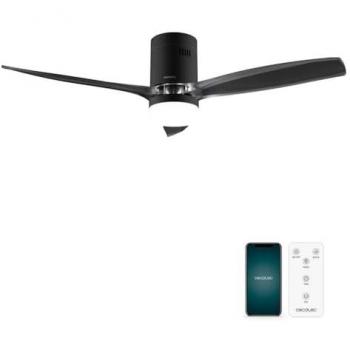 Cecotec EnergySilence Aero 5285 Sun Blacktransparent Connected Ventilador de Techo con Luz 40W, Diámetro 52”, Mando, Wifi, Protección IP44, 6 Velocidades, 3 Asp